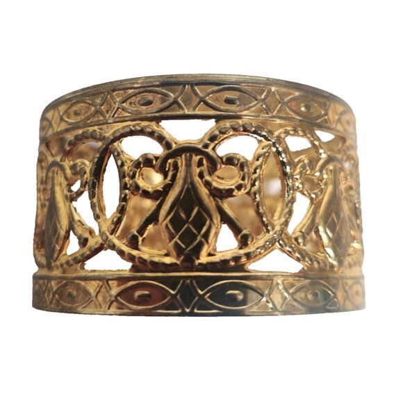 Vintage Set of 18 Gold Tone Metal Napkin Rings With Etched Design 1.75x1" NEW - Picture 4 of 12